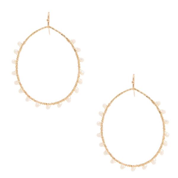 BEADED EDGE ROUND METAL EARRING
