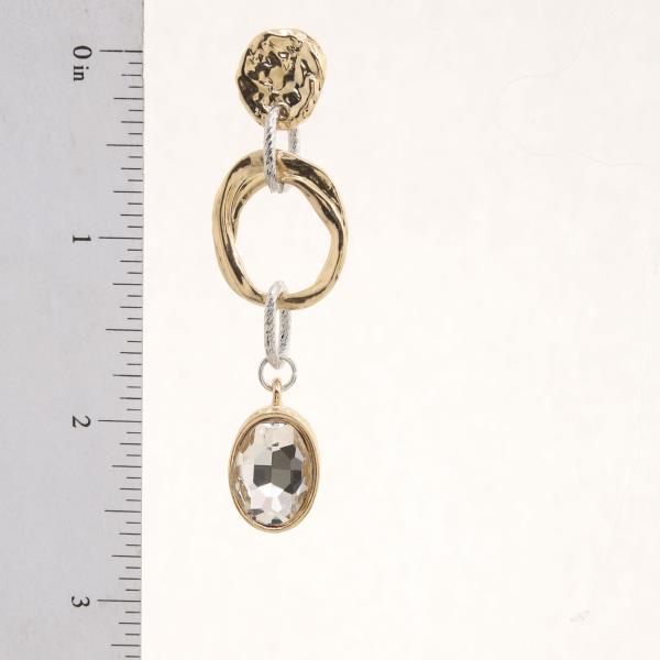 OVAL CRYSTAL CIRCLE LINK DANGLE EARRING