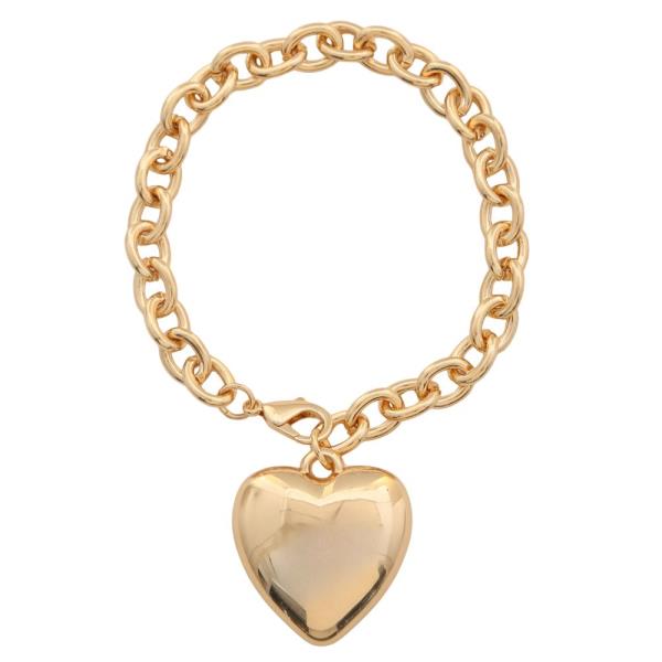 HEART CIRCLE LINK METAL BRACELET