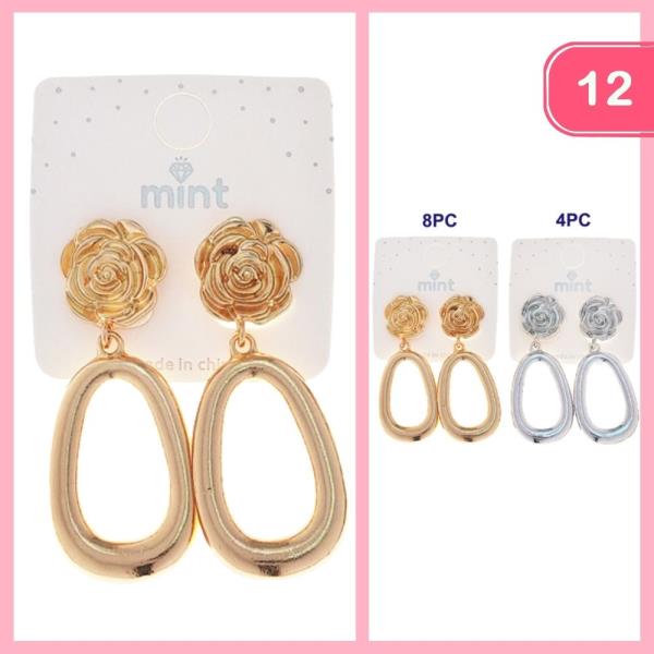 FLOWER ROUND DANGLE EARRINGS (12 UNITS)