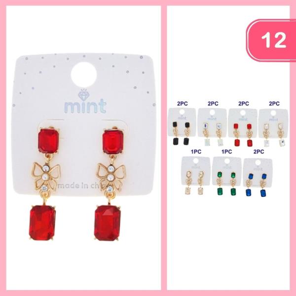 BUTTERFLY CRYSTAL DANGLE EARRINGS (12 UNITS)