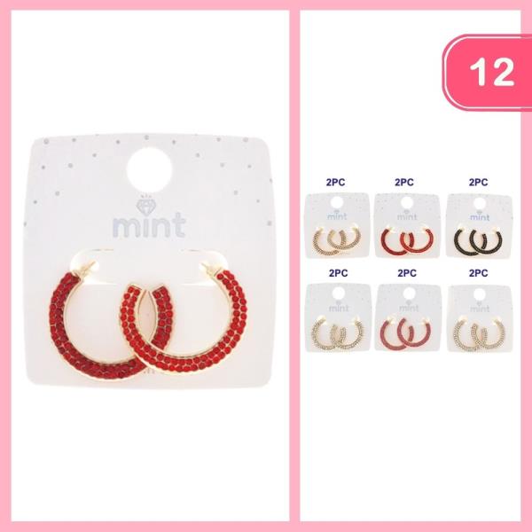 RHINESTONE HOOP EARRING (12 UNTIS)