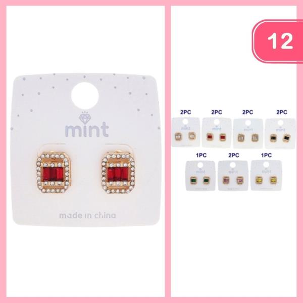 RHINESTONE POST EARRING (12 UNITS)