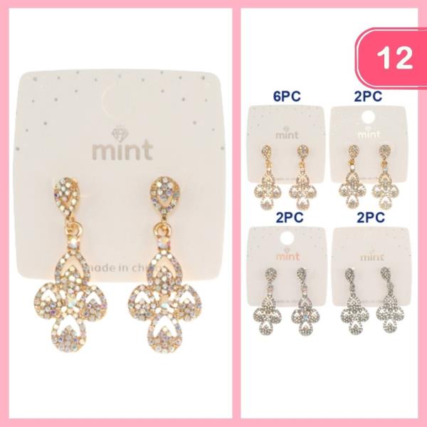 RHINESTONE DANGLE EARRINGS (12 UNITS)