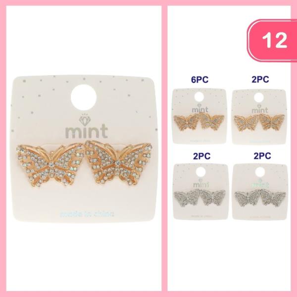RHINESTONE BUTTERFLY POST EARRING (12 UNITS)