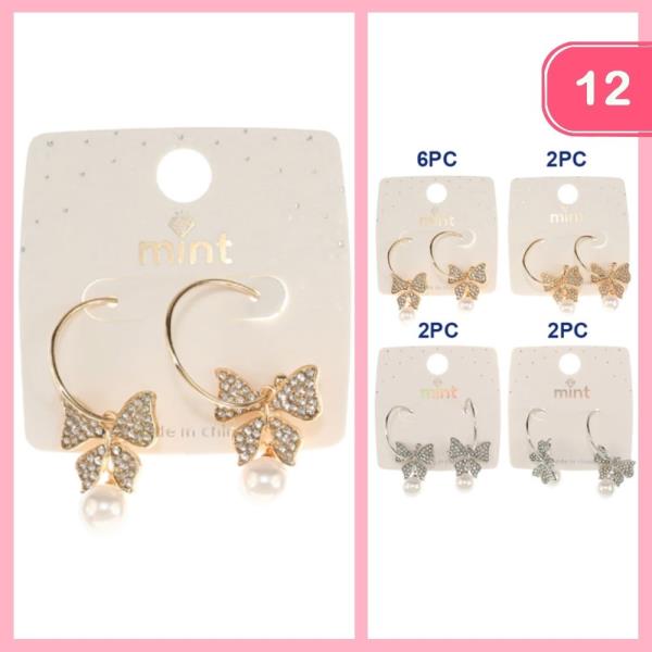 RHINESTONE BOW HOOP EARRINGS (12 UNITS)
