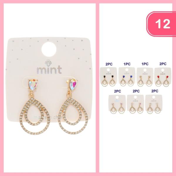 RHINESTONE DANGLE EARRINGS (12 UNITS)