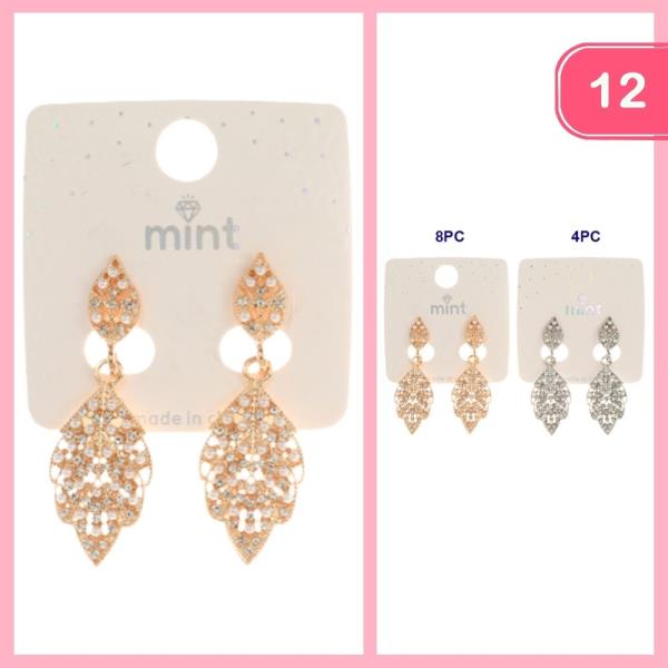 PEARL RHINESTONE DANGLE EARRING (12 UNITS)