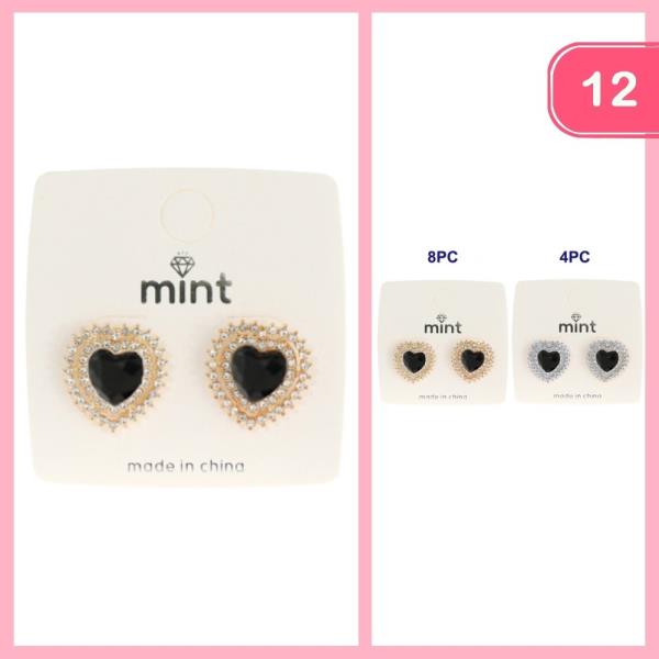 RHINESTONE HEART POST EARRING (12 UNITS)