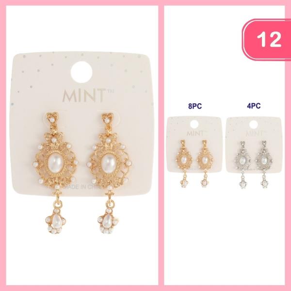PEARL METAL DANGLE EARRING (12 UNITS)