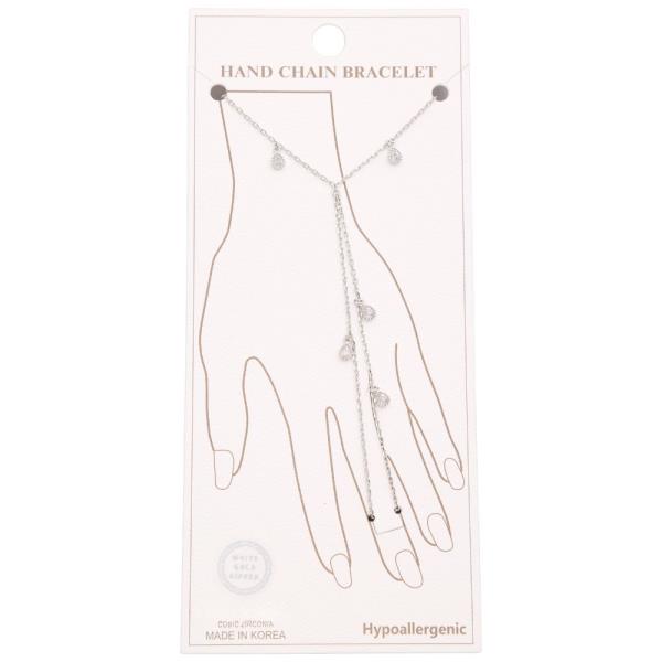 TEARDROP CRYSTAL GOLD DIPPED HAND CHAIN BRACELET