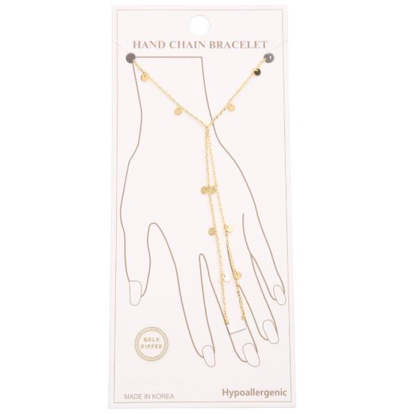 DAINTY COIN GOLD DIPPED HAND CHAIN BRACELET