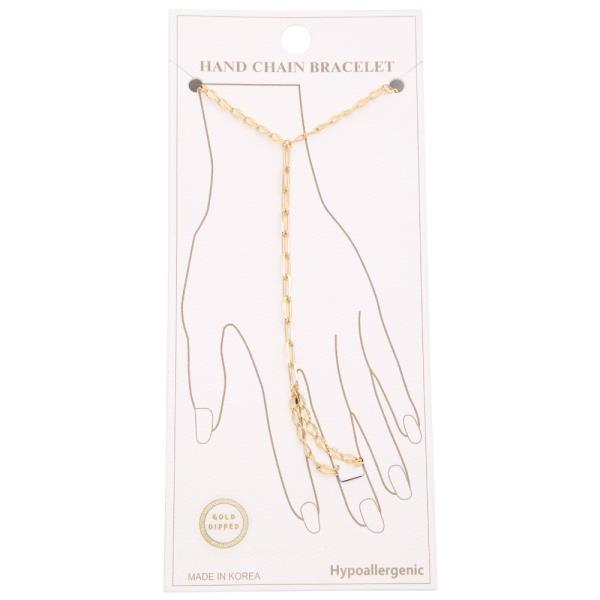 OVAL LINK GOLD DIPPED HAND CHAIN BRACELET