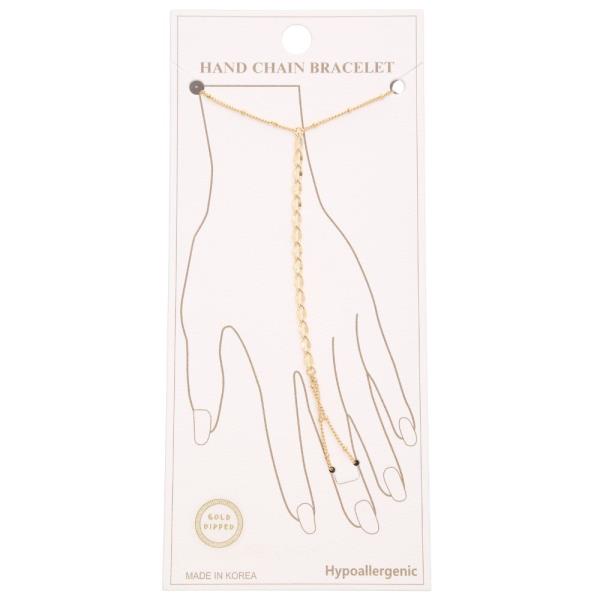 OVAL LINK GOLD DIPPED HAND CHAIN BRACELET