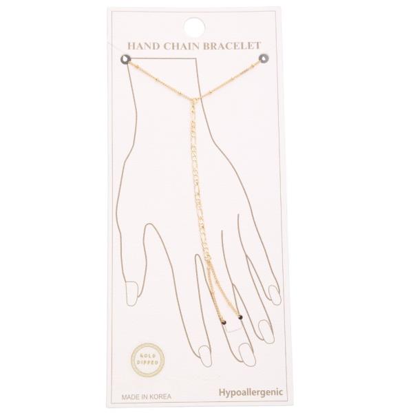 FIGARO LINK GOLD DIPPED HAND CHAIN BRACELET