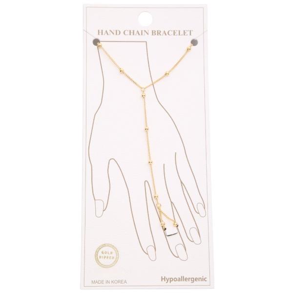 BALL LINK GOLD DIPPED HAND CHAIN BRACELET