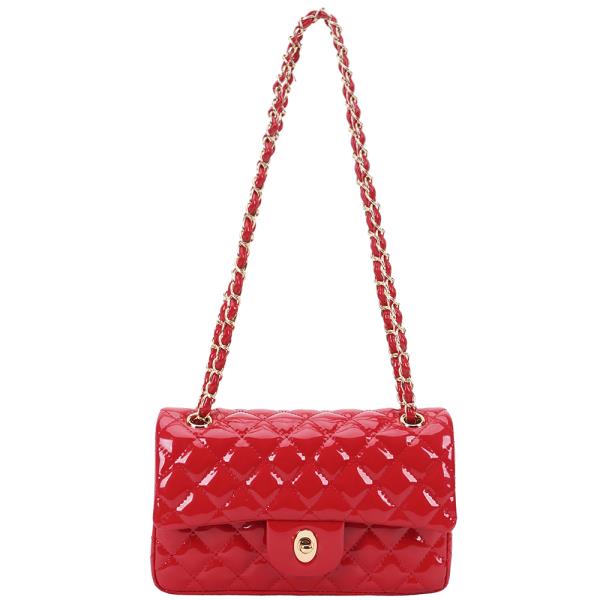 QUILTED GLOSSY CROSSBODY BAG