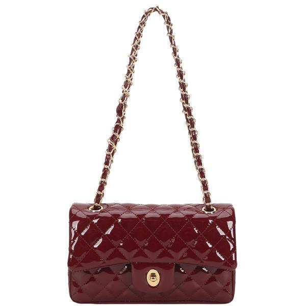 QUILTED GLOSSY CROSSBODY BAG