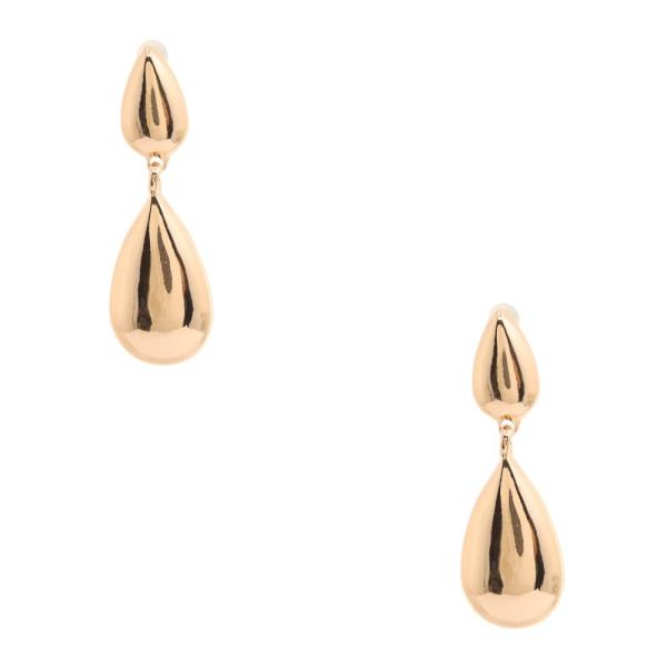 DOUBLE TEARDROP METAL DANGLE EARRING