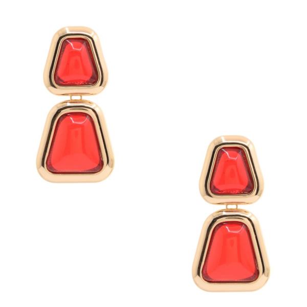 TRANSPARENT BEAD SHAPE METAL DANGLE EARRING