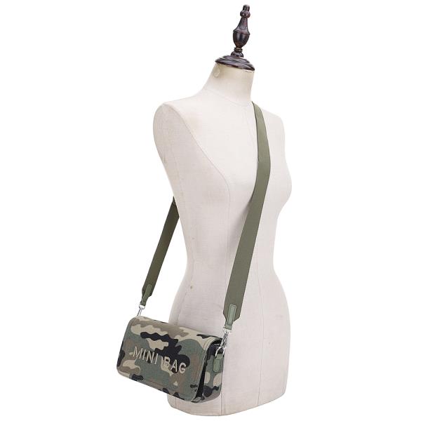 TEXTURE PRINTED MINI BAG CROSSBODY BAG