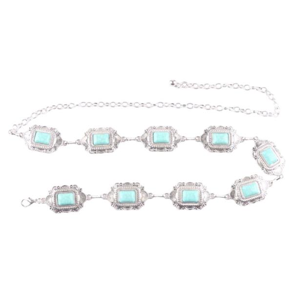 WESTERN TQ STONE METAL CHAIN BELT