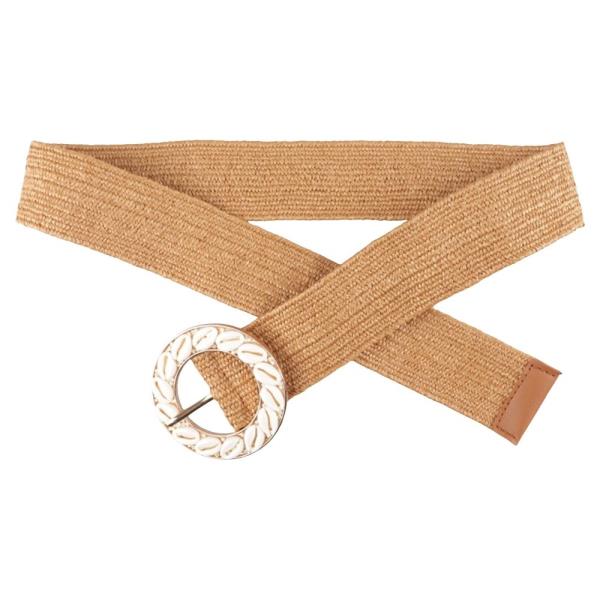STRAW ROUND SHELL BUCKLE BELT