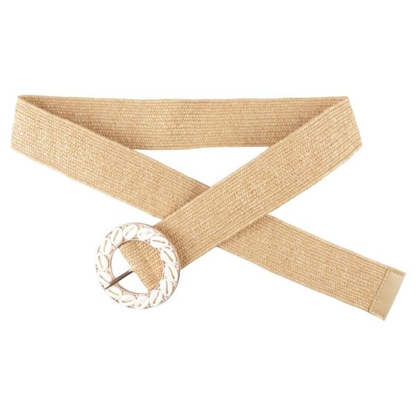 STRAW ROUND SHELL BUCKLE BELT