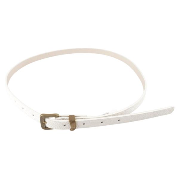 FAUX LEATHER TEXTURED METAL BUCKLE SLIM BELT SET