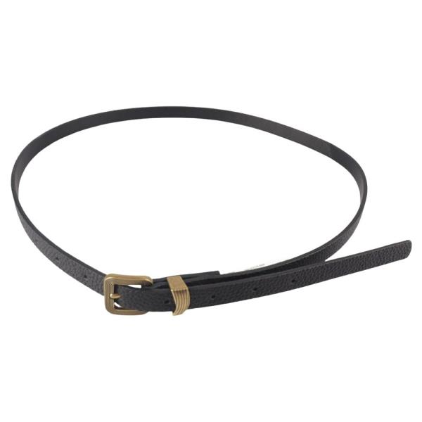 FAUX LEATHER TEXTURED METAL BUCKLE SLIM BELT SET