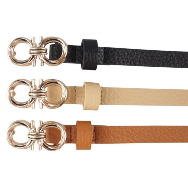 FAUX LEATHER DOUBLE ROUND BUCKLE BELT 3 PC SET