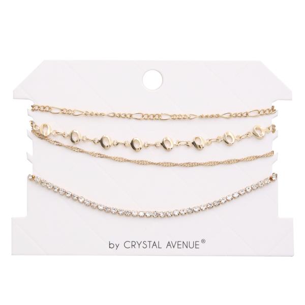 METAL RHINESTONE ASSORTED BRACELET SET