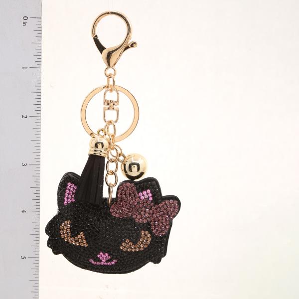CUTE CAT RHINESTONE KEYCHAIN