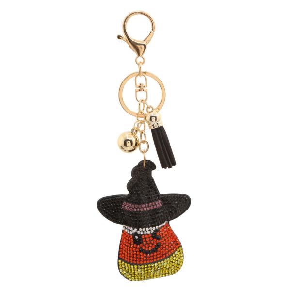 CANDY CORN HALLOWEEN RHINESTONE KEYCHAIN