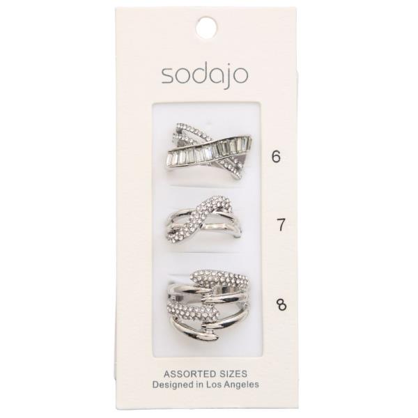 SODAJO RHINESTONE METAL ASSORTED RING SET