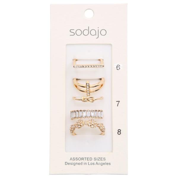 SODAJO RHINESTONE KNOT METAL ASSORTED RING SET