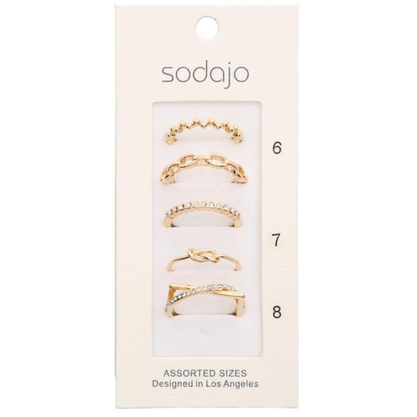 SODAJO DAINTY RHINESTONE METAL ASSORTED RING SET