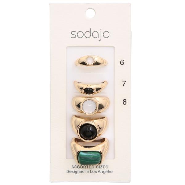 SODAJO BEADED METAL ASSORTED RING SET