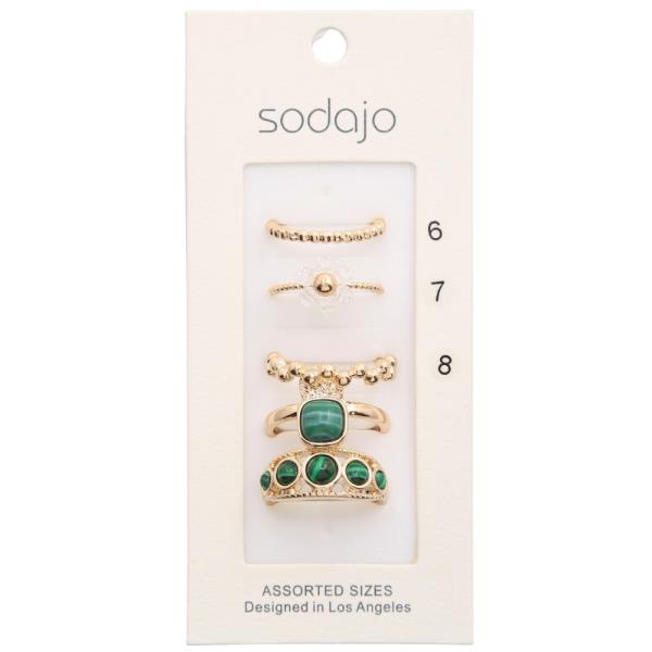 SODAJO BEADED METAL ASSORTED RING SET
