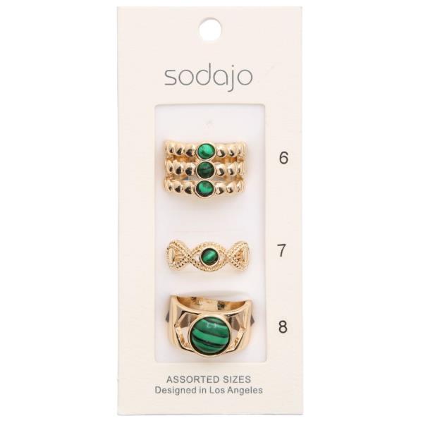 SODAJO BEADED METAL ASSORTED RING SET