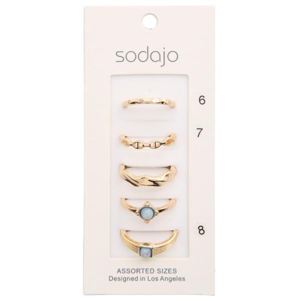 SODAJO TURQUOISE BEAD ASSORTED RING SET
