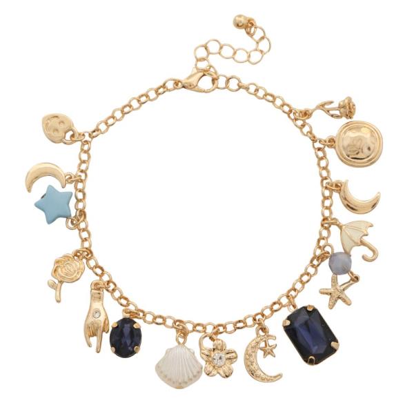 SODAJO ASSORTED CHARMS CRYSTAL BRACELET