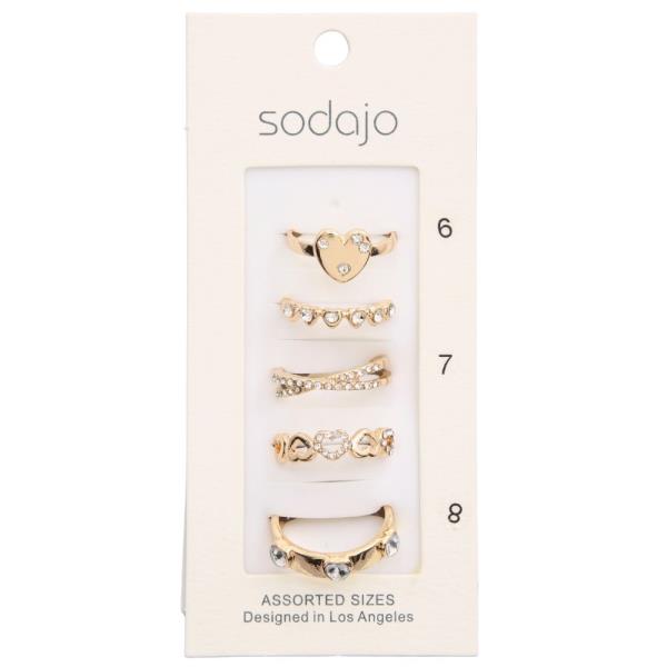 SODAJO RHINESTONE METAL ASSORTED RING SET