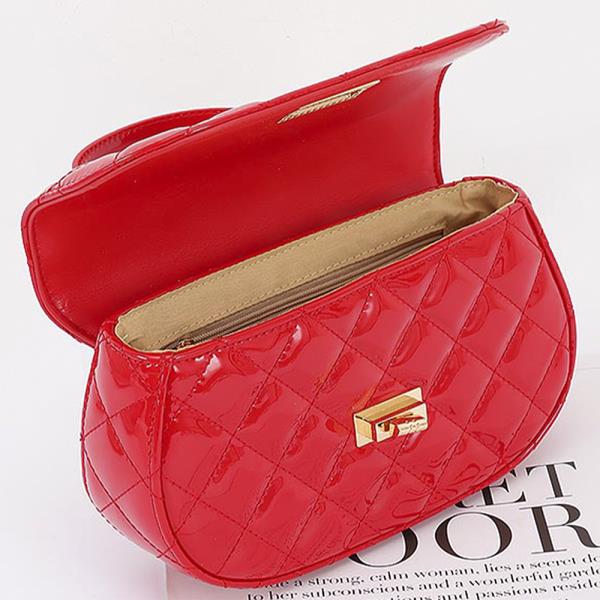QUILTED ENAMEL FLAP BAG