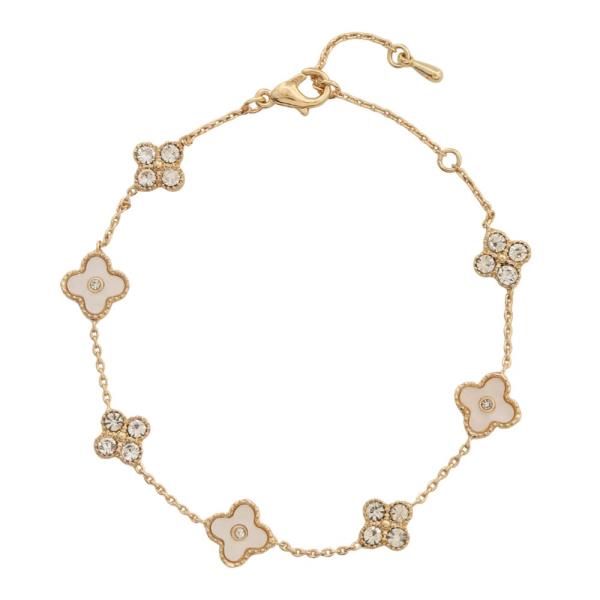 SODAJO CLOVER CHARM LINK GOLD DIPPED BRACELET