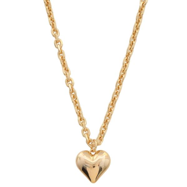 SODAJO PUFFY HEART PENDANT CIRCLE LINK GOLD DIPPED NECKLACE