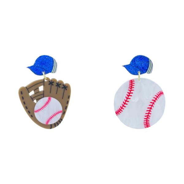 BASEBALL BALL MITT CAP DANGLE EARRING