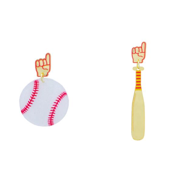 BASEBALL BALL MITT CAP DANGLE EARRING