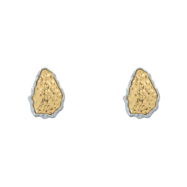 TEXTURED METAL OYSTER STUD EARRING