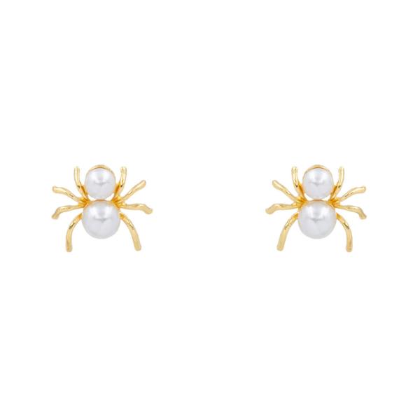 HALLOWEEN PEARL SPIDER STUD EARRING